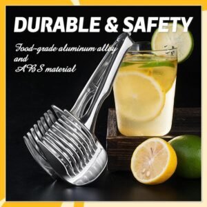🍋Creative Kitchen Slice Cutting Tool, Food‑Grade Aluminum Alloy Hand‑Held Slicer, Quick Slicing Holder for Lemon, Tomato, Onion & Soft Fruits Vegetables